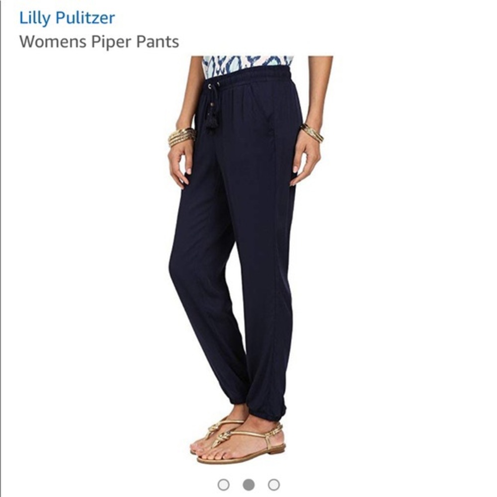 Lilly Pulitzer Piper - navy jogger pants tassel